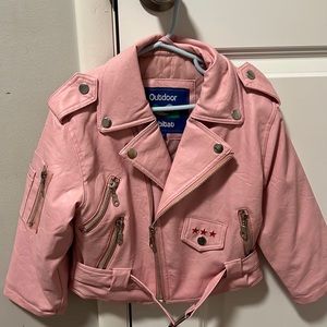 NWOT Girls Pink Leather Jacket size 3T
